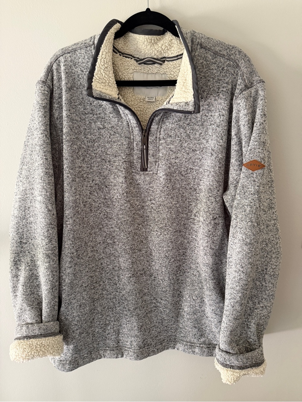 Orvis Men's Gray Sherpa-Lined Quarter-Zip Sweater XXL